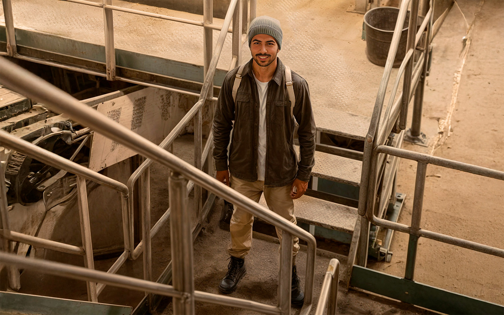 Arán en una instal·lació de reciclatge al portfolio de VIA Talents