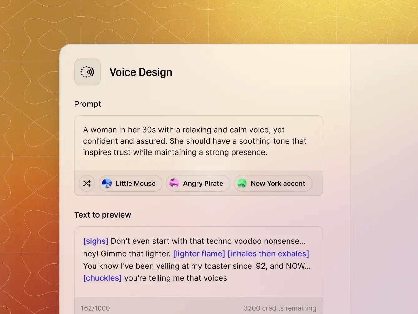 ElevenLabs Voice Design interface