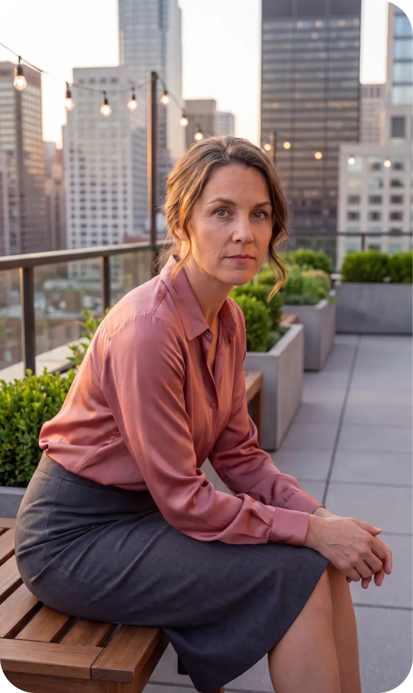 Presenter from HeyGen's avatar catalogue on a rooftop