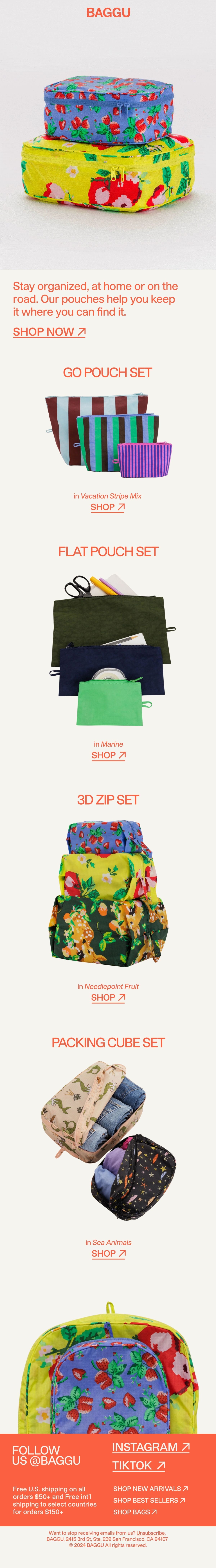Complete BAGGU Time to Get Organized email with accessories for organising belongings