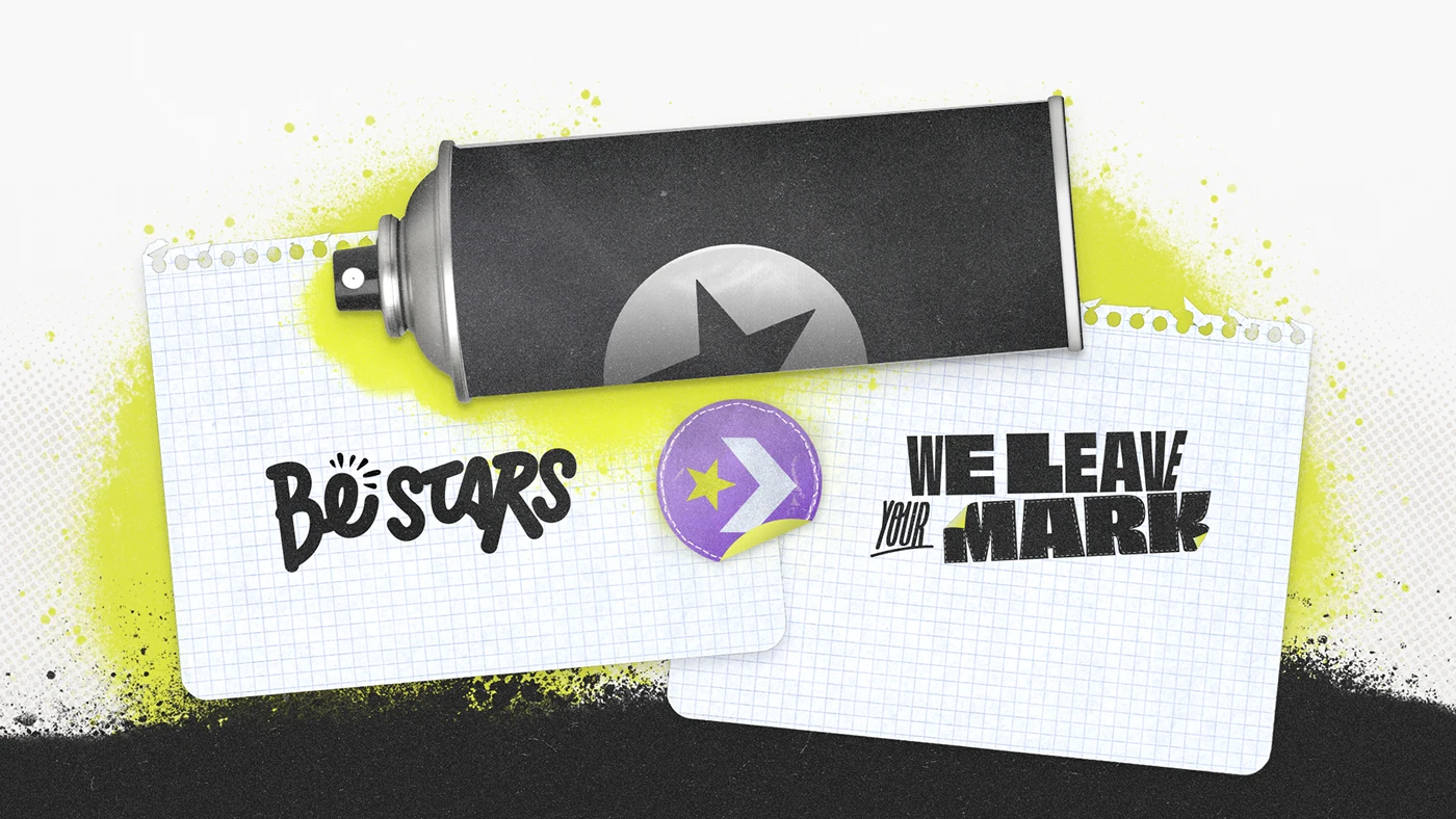 Spray paint, stickers and typography collage from Converse We Leave Your Mark