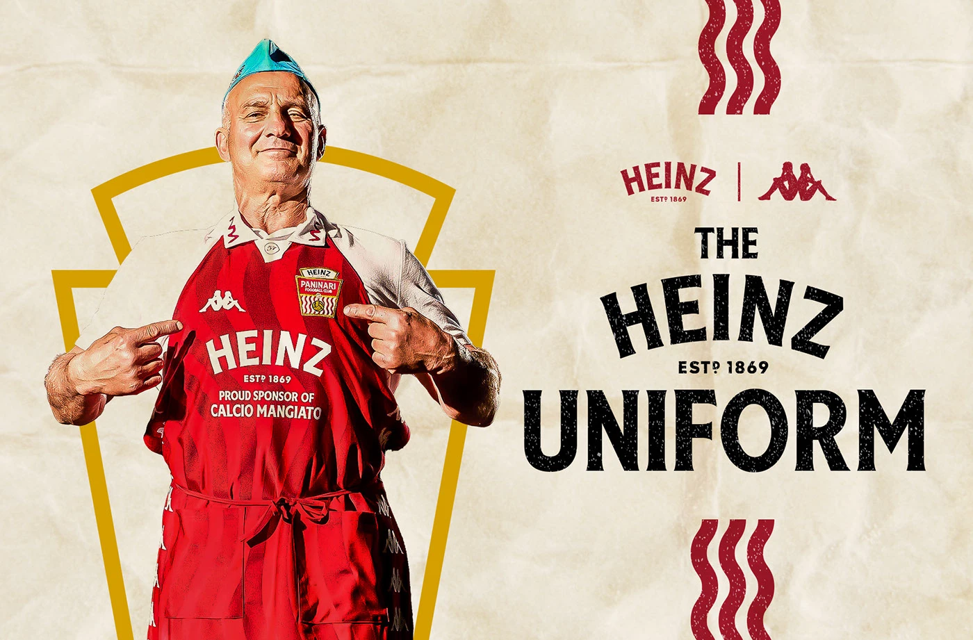 Heinz and Kappa present The Heinz Uniform with a paninaro dressed as a player on his team