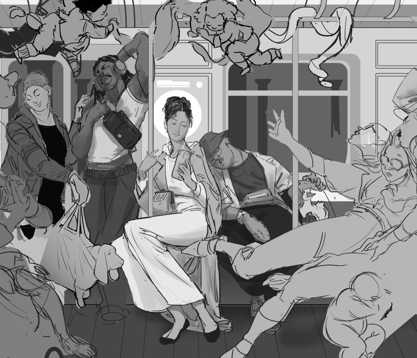 Greyscale composition sketch for StreetEasy Let the Journey Begin