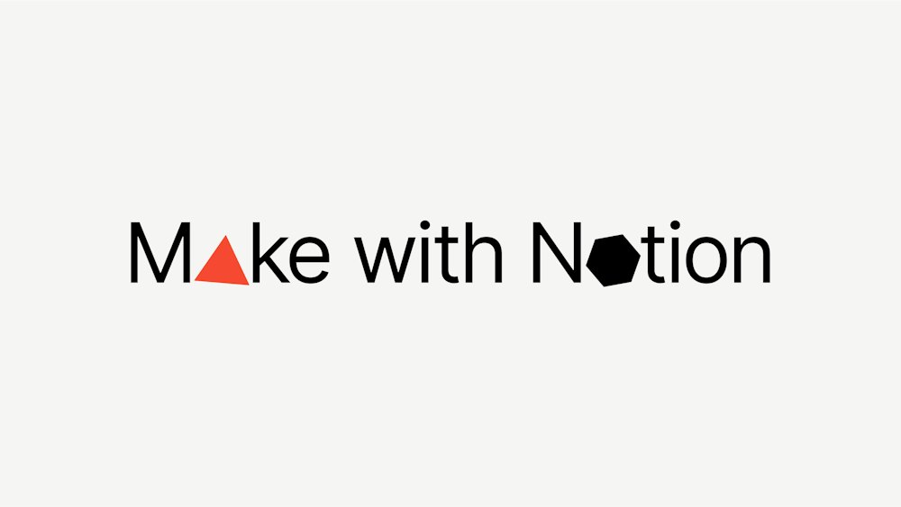 Make with Notion name with geometric shapes replacing letters within Order's graphic system