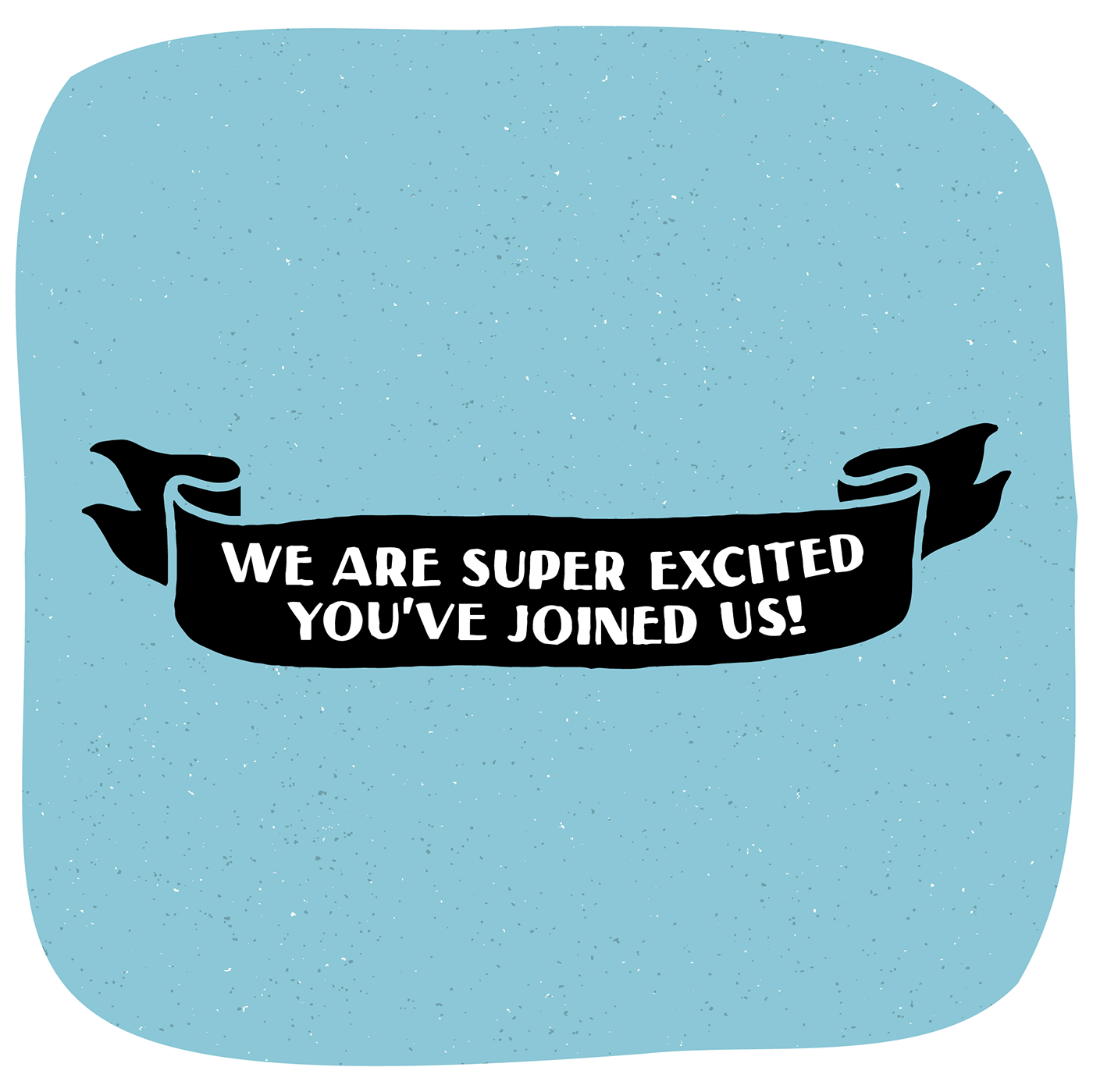 Oatly welcome piece with white lettering and blue texture by Andreas Pedersen
