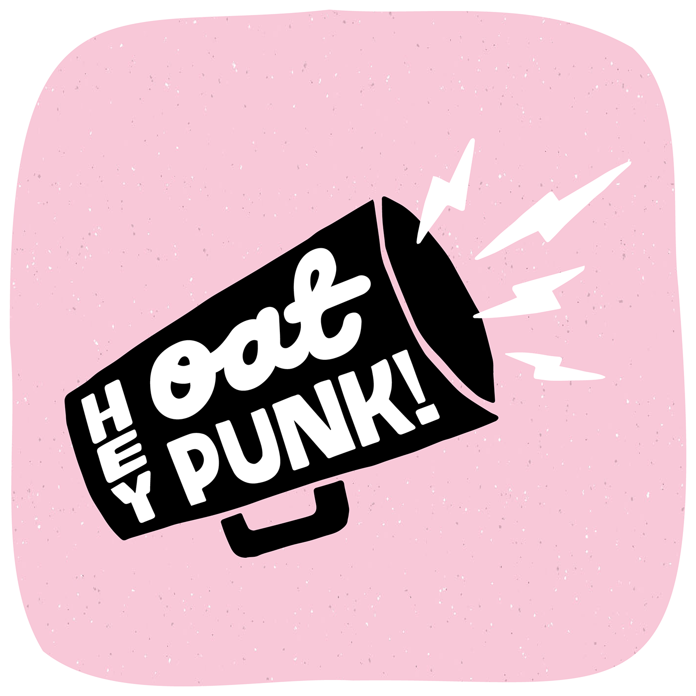 Illustrated megaphone on a pink background with Oatly lettering designed by Andreas Pedersen