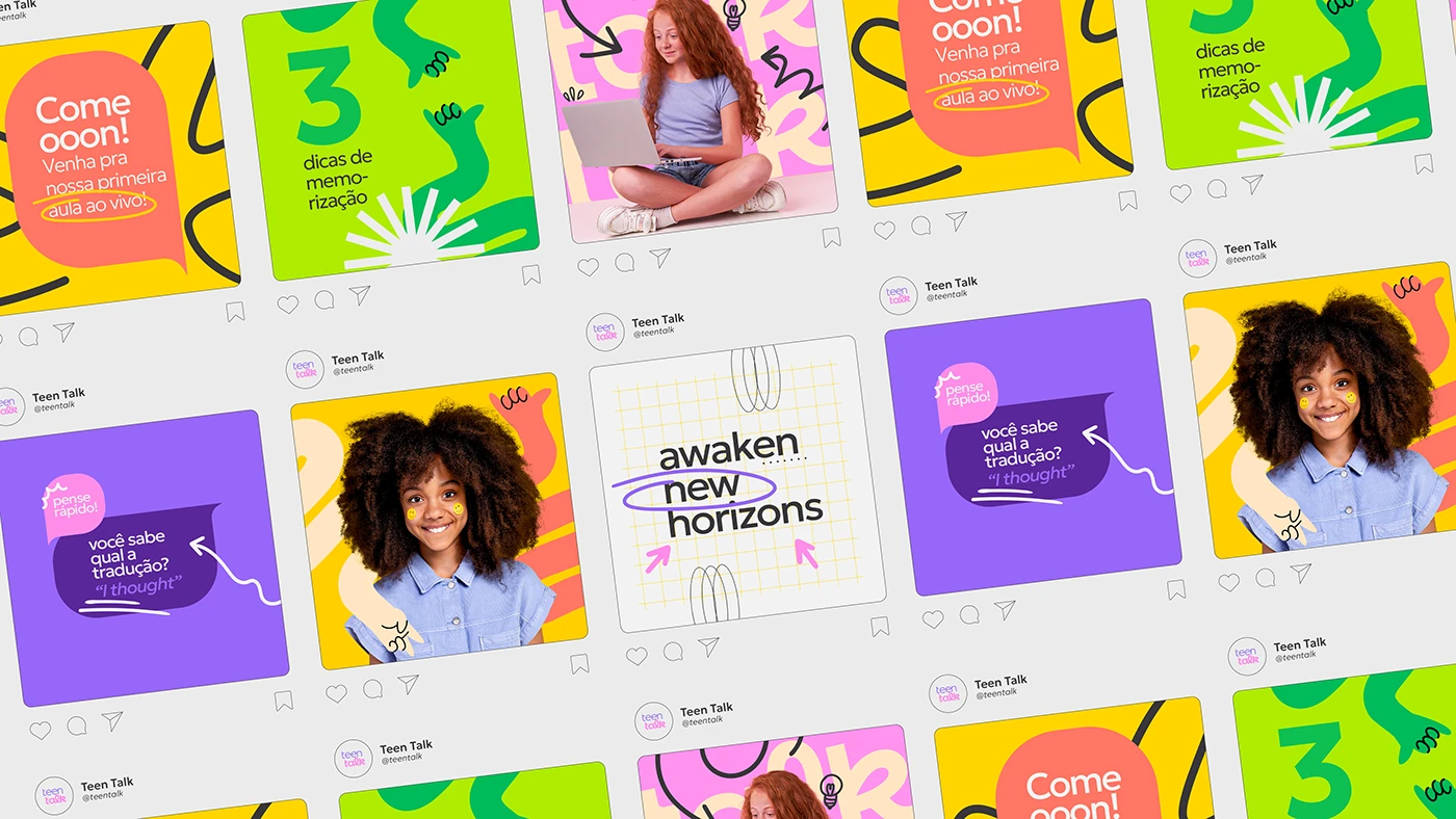 Teen Talk Instagram applications with photographs, drawings and vivid colours